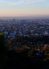the city of Los Angeles at daybreak