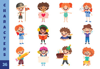 Fototapeta premium Cartoon Children Doing Different Activities