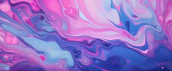 Close-up on a marbled surface, where a symphony of colors unfolds, including vibrant shades of purple, pink, and blue.