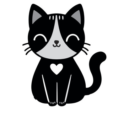 Cute cat icon vector illustration icon flat style isolate on background