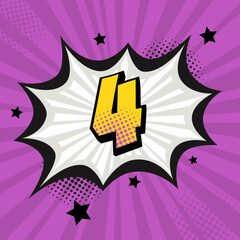 set of numbers in cartoon style, graphic design, illustration, four