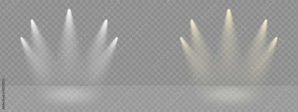 Poster light rays effect vector on transparant scene. stage lamp on award ceremony flare the event. spot be