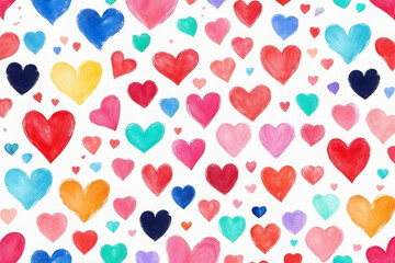 Paining different colorful hearts set. Hand drawn. Generative AI