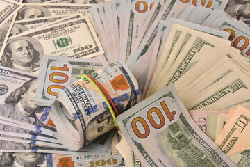 Obraz na płótnie Canvas Paper money lot of dollar banknotes