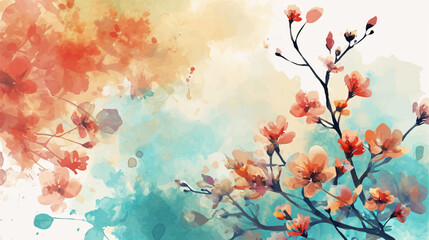 Obraz na płótnie Canvas Watercolor floral background. Hand painted watercolor flowers. Hand drawn vector art.