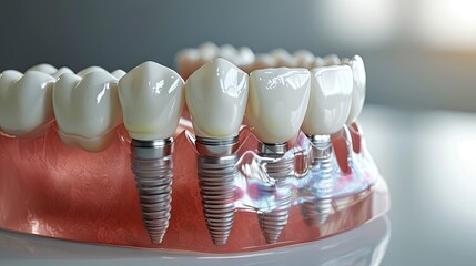 Advanced Dental Implant Procedure: A Detailed Illustration of a Tooth Replacement with a Modern Implant in Gums.
