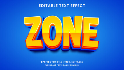 Cartoon zone 3d editable text effect