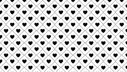 Abstract seamless black heart pattern on white color background