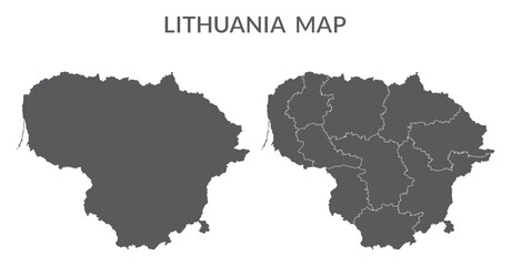 Obraz premium Lithuania map set. Map of Lithuania in white color set in grey