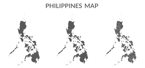 Philippines map. Map of Philippines in set in grey