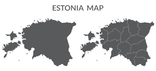 Estonia map. Map of Estonia in set in grey