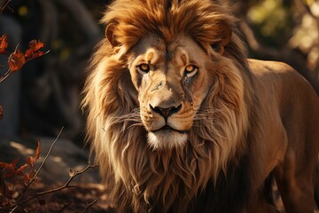 African male lion headshot looking into camera