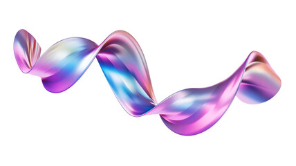 Holographic gradient neon wave shape on transparent background - 702924964