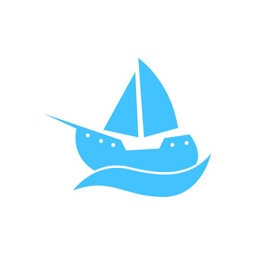 sailing boat logo design vector image