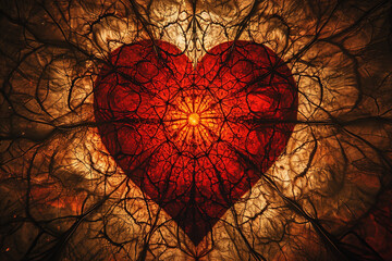 Symmetrical presentation highlighting the passion and connection of the love symbol, transformed into a fabulous and timeless artistic creation in a photo