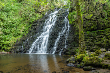 Fototapeta na wymiar Waterfall Cascade de la Roche near Cheylade, French highlands, France