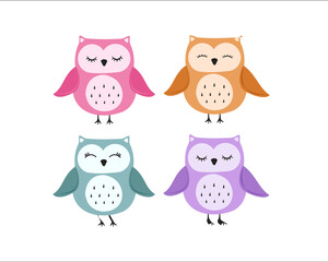 colorful owl set