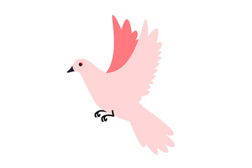 Dove fly vector illustration. Pigeon isolated on white. Symbol of peace. Bird cartoon flat illustration. 