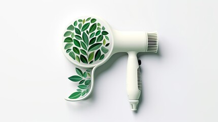 eco hair dryer on white background - obrazy, fototapety, plakaty