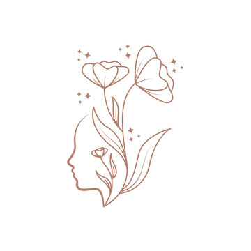 beauty face women flower logo design vector image