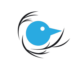 Vector illustration of a logo with a chick's head in a nest