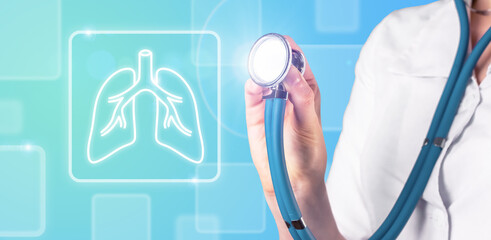 Lung health, checkup, diagnostics. Respiratory and pulmonary healthcare