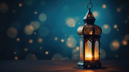 Vintage ramadan lantern with night background - obrazy, fototapety, plakaty