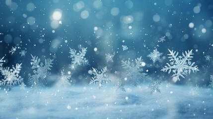 Fototapeta na wymiar Uniform Snowflakes Creating a Mesmerizing Winter Backdrop in Nature