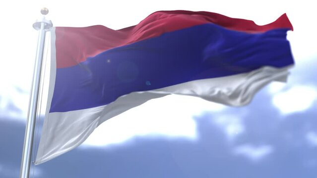 Republic of Srpska flag waving against the sky. High quality 4k footage