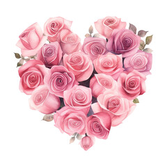 Heart made of pink roses. AI generated image