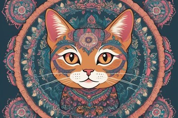 A cute cat Wallpaper and mandala art 
