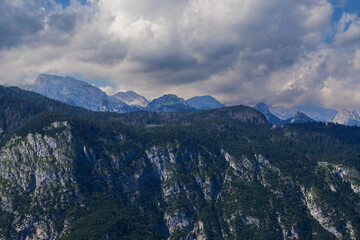 Mountain landscape in Slovenia near the town of Bohinj above the lake.