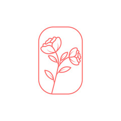 line beauty flower feminine logo design vector image