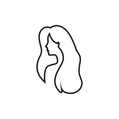 beauty long hair women logo design vector image