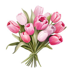 Obraz premium Bouquet of pink tulips. AI generated image