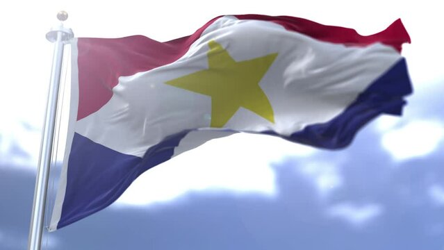 Saba flag waving against the sky. High quality 4k footage