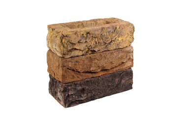 Stack of bricks isolated on the white background