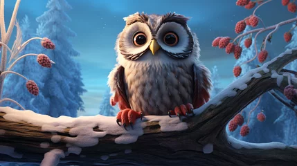 Zelfklevend Fotobehang 3D image of a large wise looking owl © James