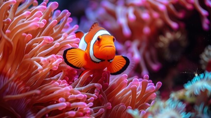  an orange and white clownfish in an anemone sea anemone anemone anemone anemone anemone anemone anemone anemone.