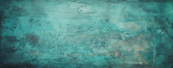 Teal background on cement floor texture