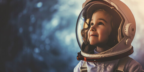 Girl playing astronaut - obrazy, fototapety, plakaty