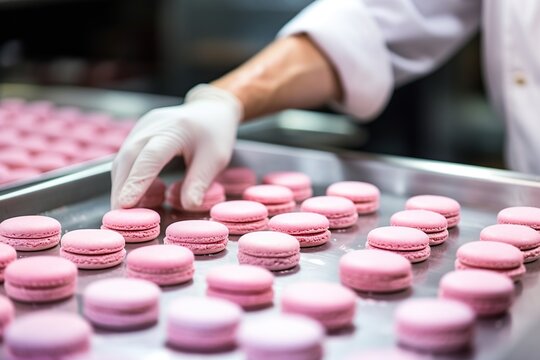 Process of making macarons dessert