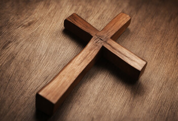 Wooden Cross with Nails in Close Perspective