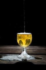 Beer lite up in a fishbowl