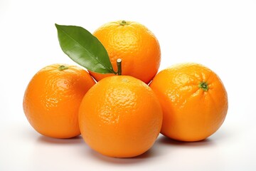 Fresh mandarins with green leaves isolated white background - Powered by Adobe