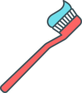 recommend clip art: Toothbrush icon design in line fill style. Vector.