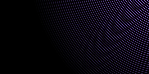 Abstract background with waves for banner. Medium banner size. Vector background with lines. Element for design isolated on black. Black and purple