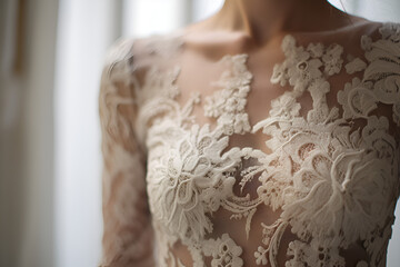 Close up photo of a wedding dress