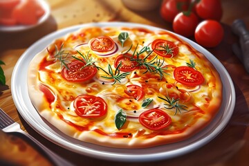 pizza drawing, Italian cuisine, drawing for pizzeria, illustration for cafe, restaurant, menu item