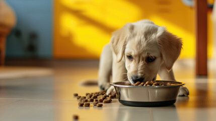 dog with a Bowl eating his food